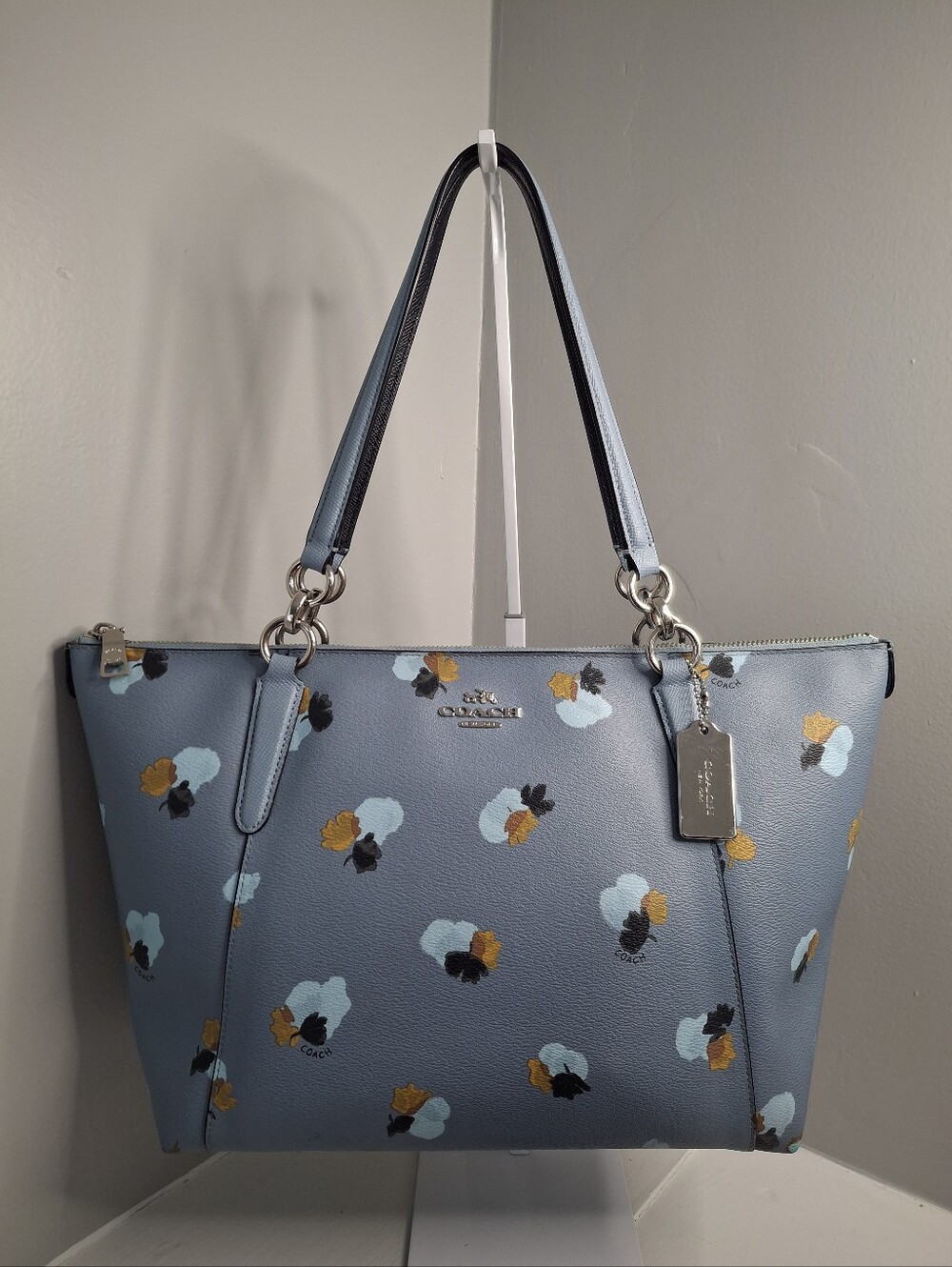 Coach Ava Tote Cornflower Floral Print Leather Shoulder Bag Large